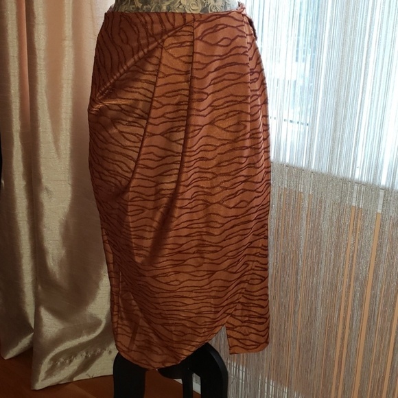 NEW Zara Collection Jacquard Faux Copper Wrap Skirt - Picture 2 of 8